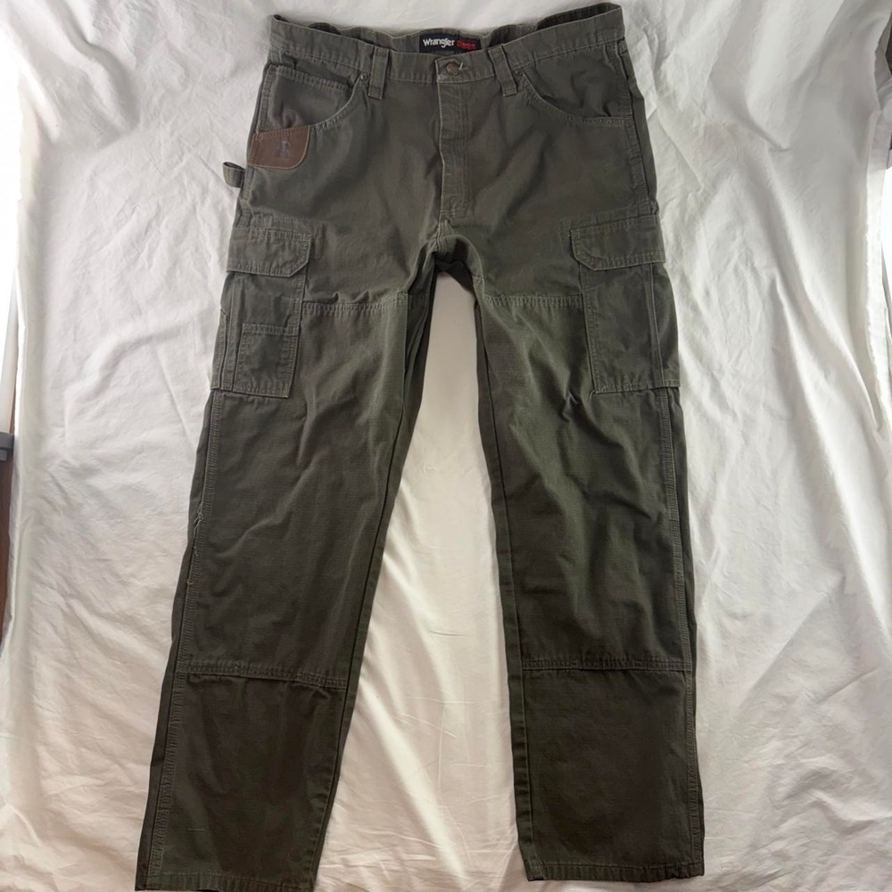 Wrangler Riggs Workwear Cargo Pants Men's 38x32 Green Carpenter Workwear
